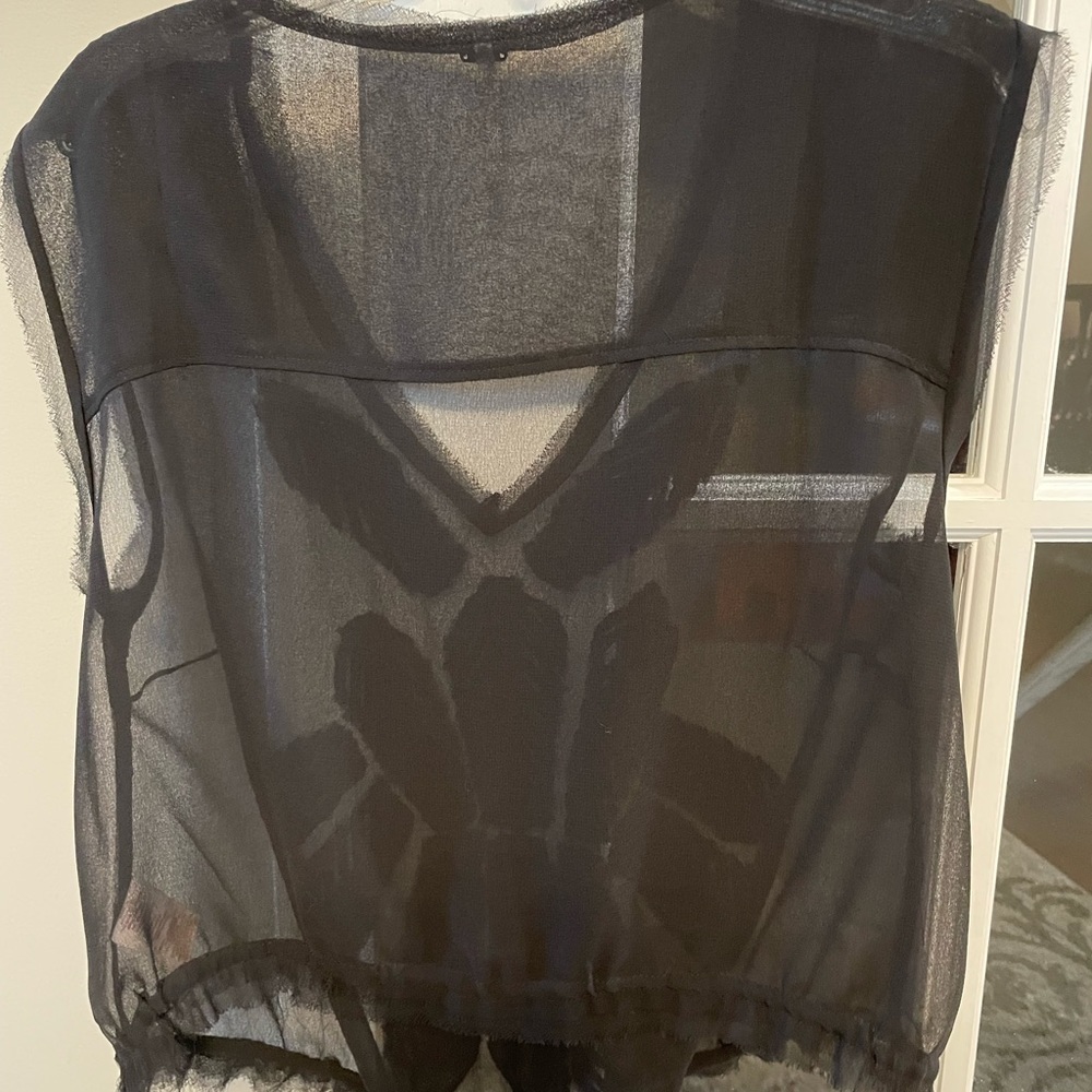 Free People | XS Sheer Top with Pretty Design and Tie at Waist. - Picture 2 of 5